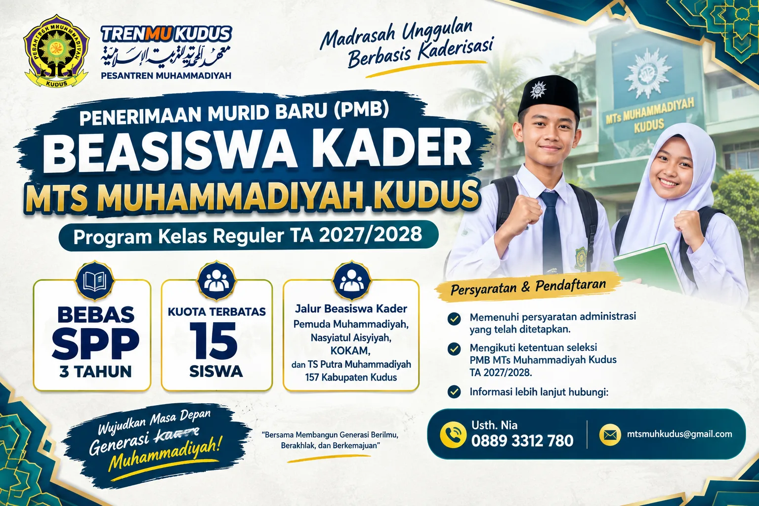 Cuma 15 Kursi! Anak Kader Muhammadiyah di Kudus Bisa Bebas SPP 3 Tahun