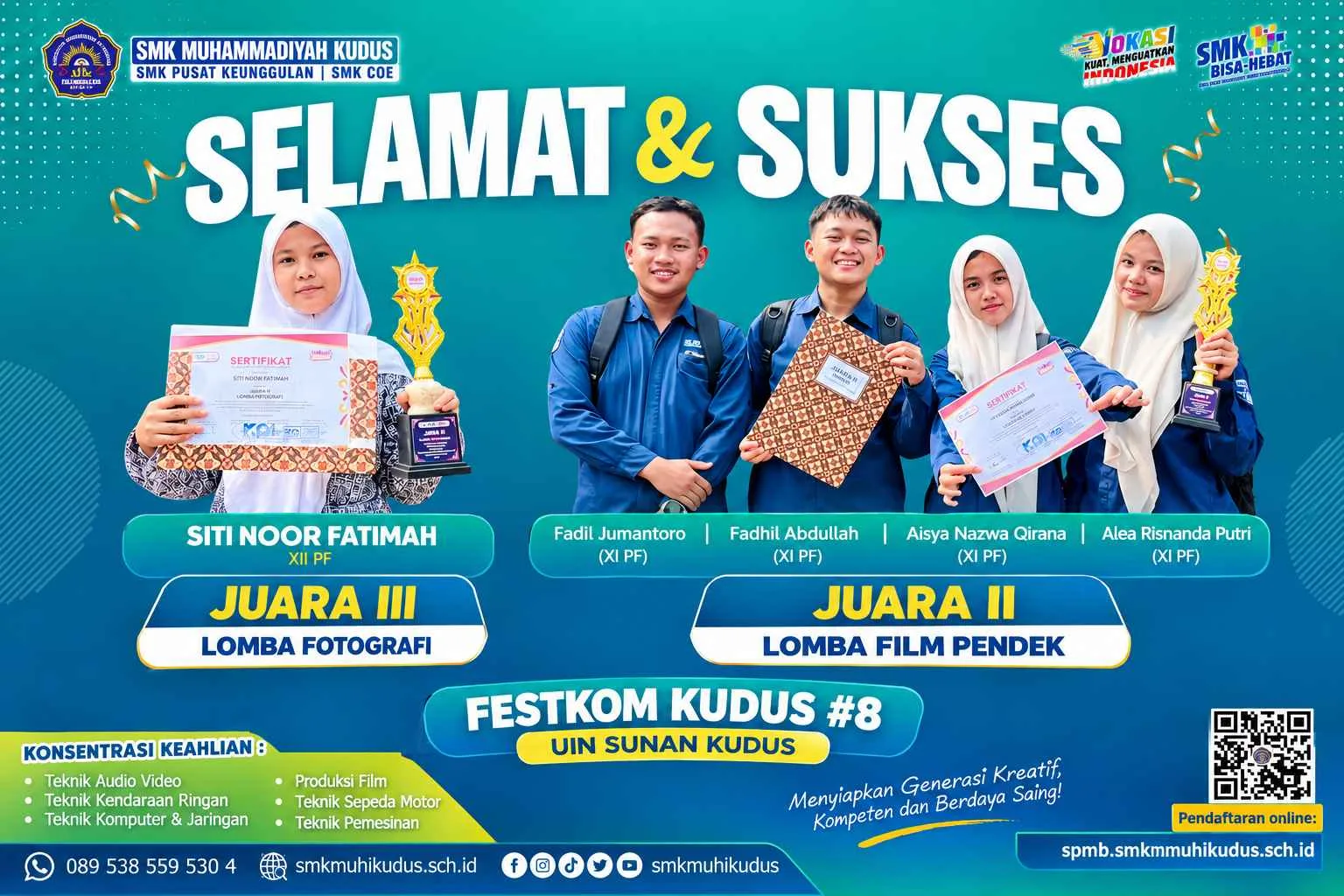 Bukan Sekadar Jago Kandang, Siswa SMK Muhammadiyah Kudus Borong Juara di FESTKOM Kudus #8 UIN Sunan Kudus